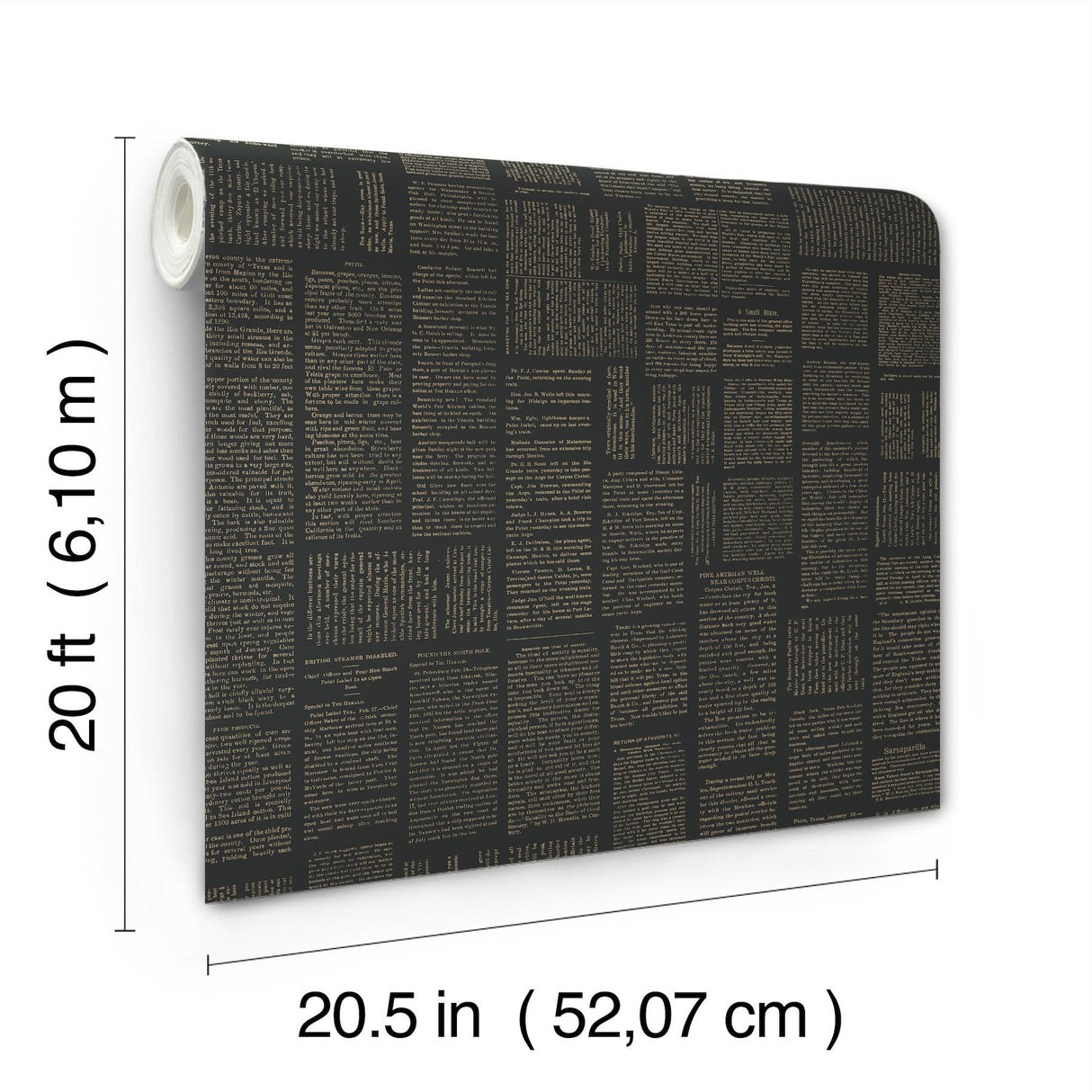Crafted Editorial Black & Gold Metallic Peel & Stick Wallpaper with Words & Letters Pattern - York PSW1496RL