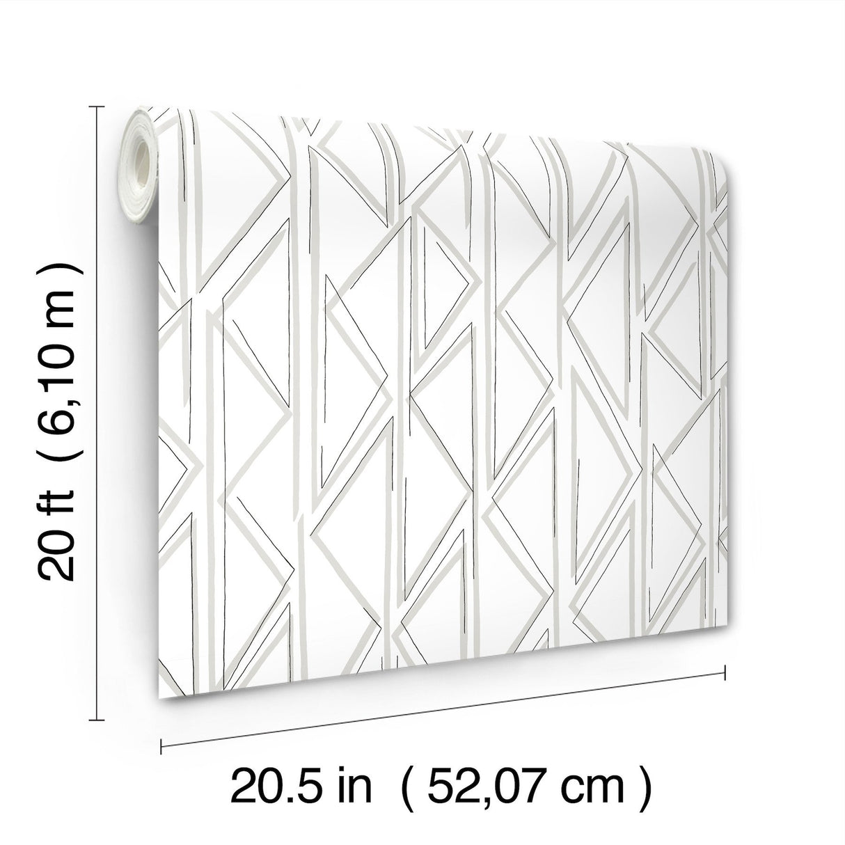 Sideways Sketch Grey Geometric Peel & Stick Wallpaper - York PSW1500RL