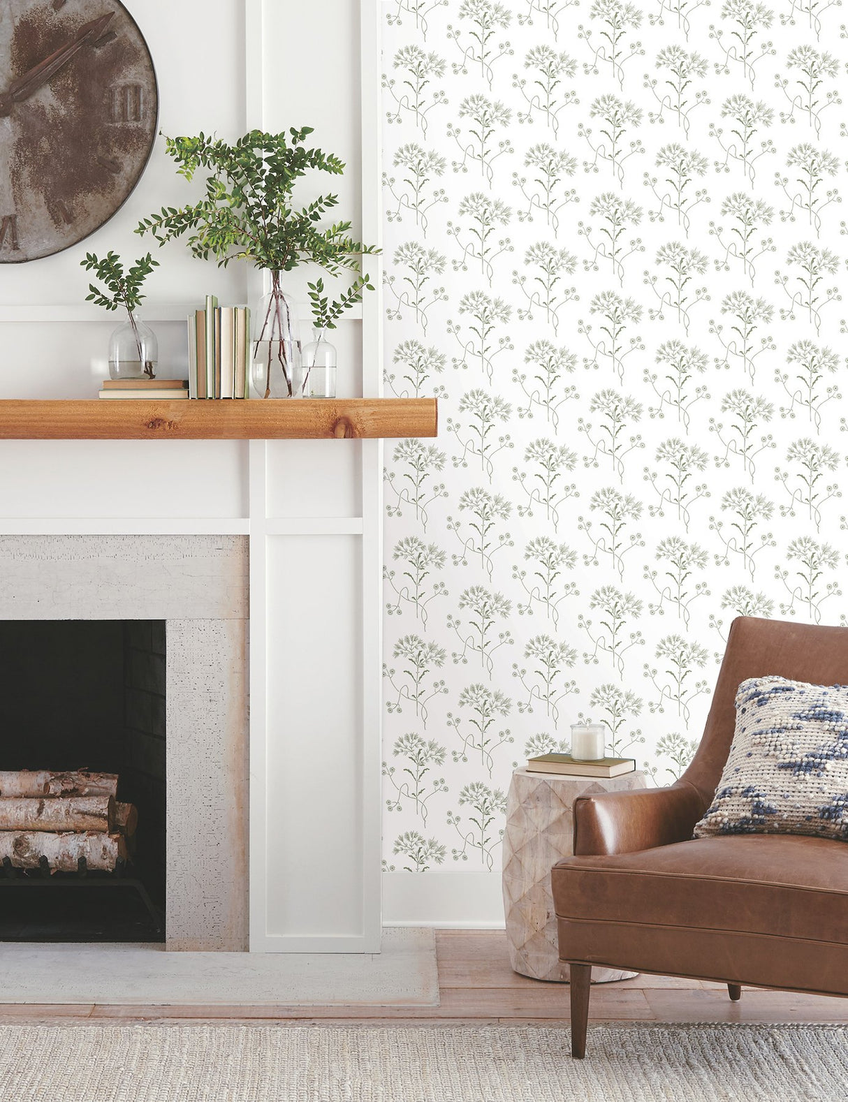 Wildflower Green Wallpaper with Floral Pattern Peel & Stick Non Woven - York PSW1503RL