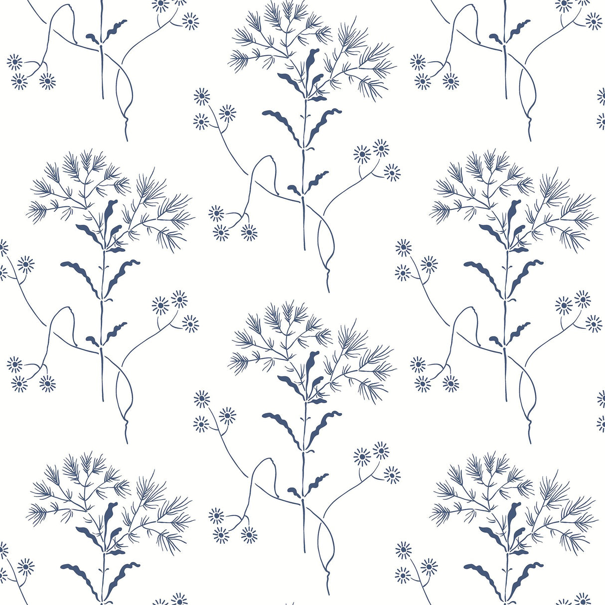 Wildflower Navy Peel & Stick Non Woven Floral Wallpaper - York PSW1504RL