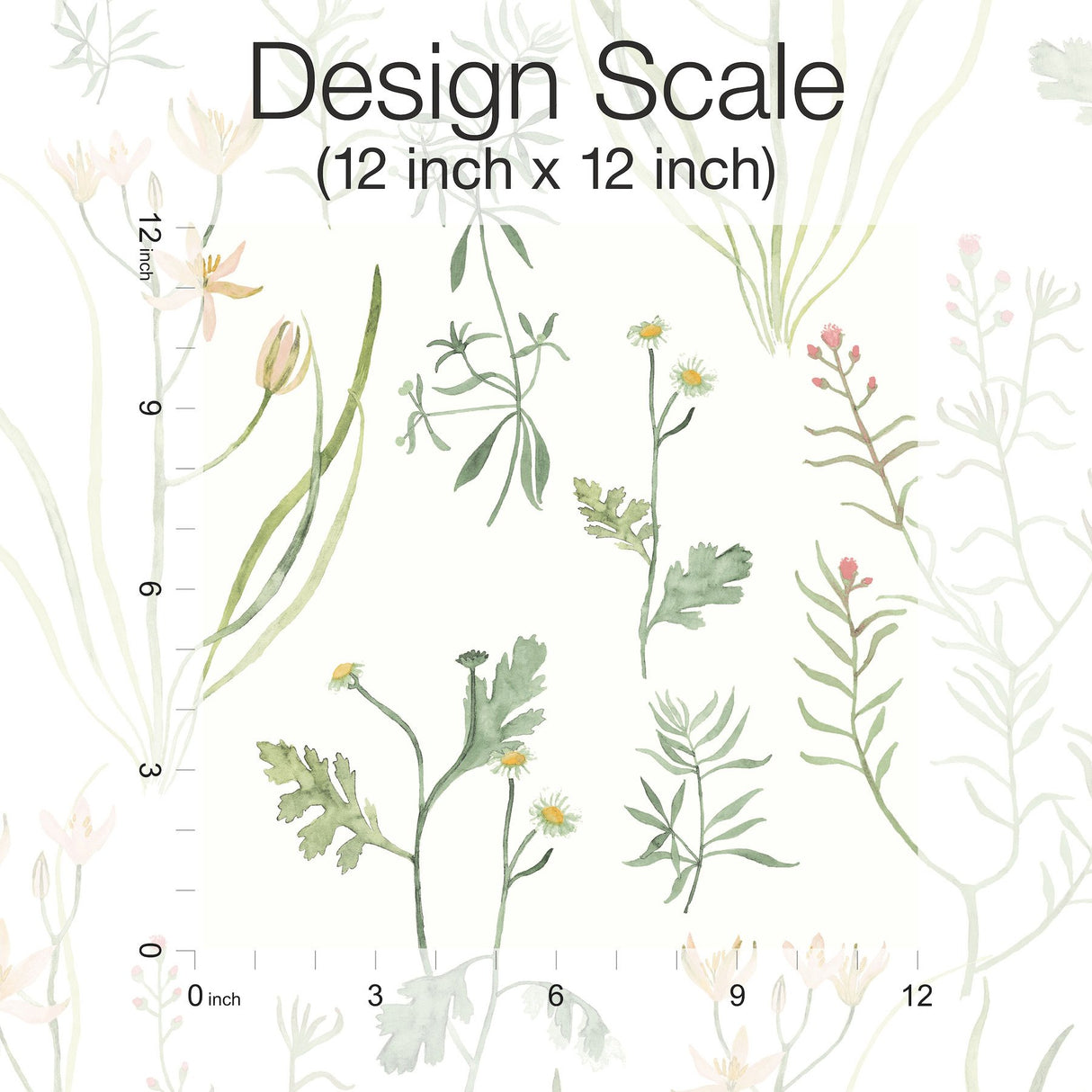 Alpine Botanical Peach Peel & Stick Wallpaper with Watercolor Botanical Pattern - York PSW1519RL