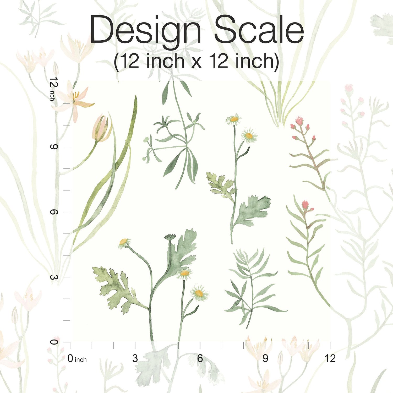 Alpine Botanical Peach Peel & Stick Wallpaper with Watercolor Botanical Pattern - York PSW1519RL