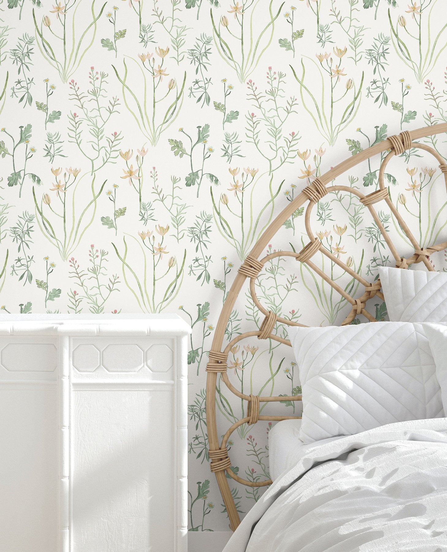 Alpine Botanical Peach Peel & Stick Wallpaper with Watercolor Botanical Pattern - York PSW1519RL
