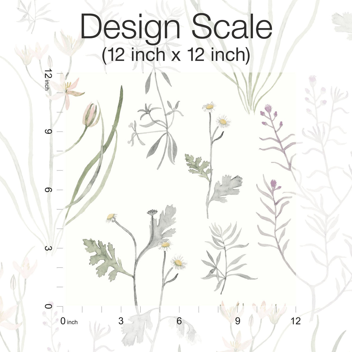 Alpine Botanical Lavender Peel & Stick Wallpaper with Watercolor Botanical Motif - York PSW1521RL