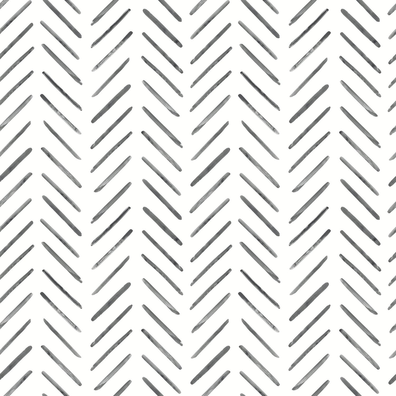 Painted Herringbone Black Peel & Stick Wallpaper with Matte Non-Woven Chevron Pattern - York PSW1525RL