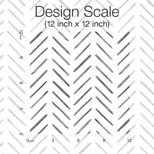 Painted Herringbone Black Peel & Stick Wallpaper with Matte Non-Woven Chevron Pattern - York PSW1525RL