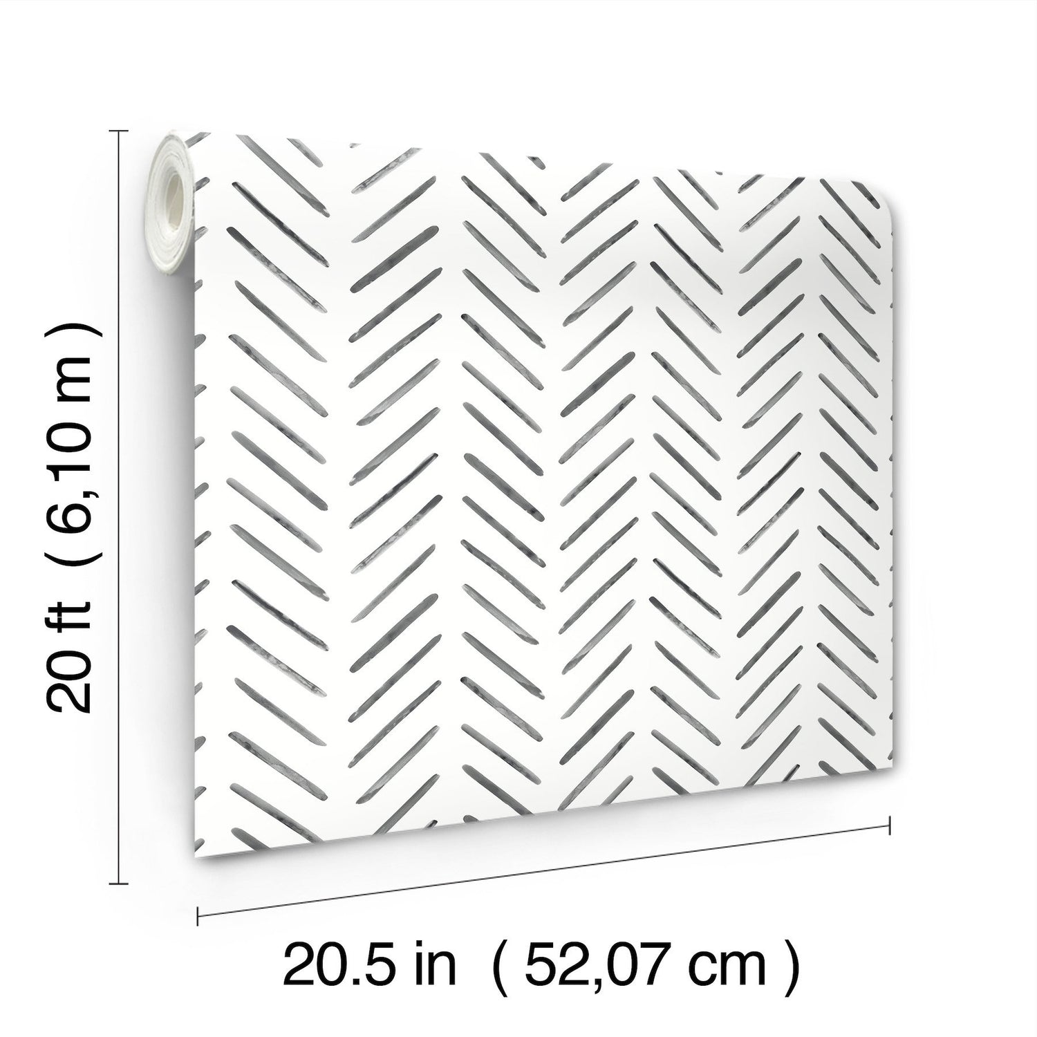 Painted Herringbone Black Peel & Stick Wallpaper with Matte Non-Woven Chevron Pattern - York PSW1525RL