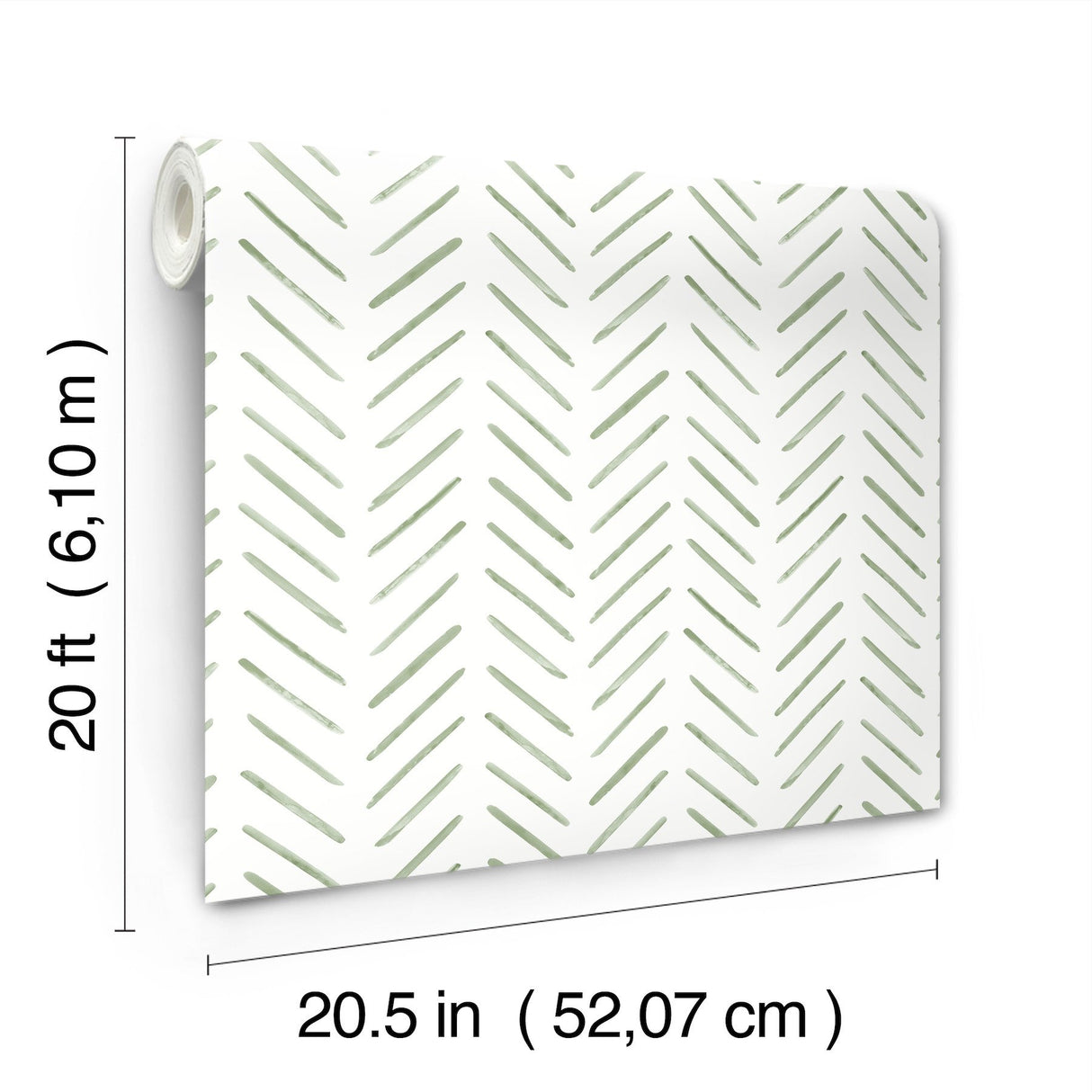 Painted Herringbone Fern Peel & Stick Wallpaper with Chevron Brushstroke Motif - York PSW1528RL