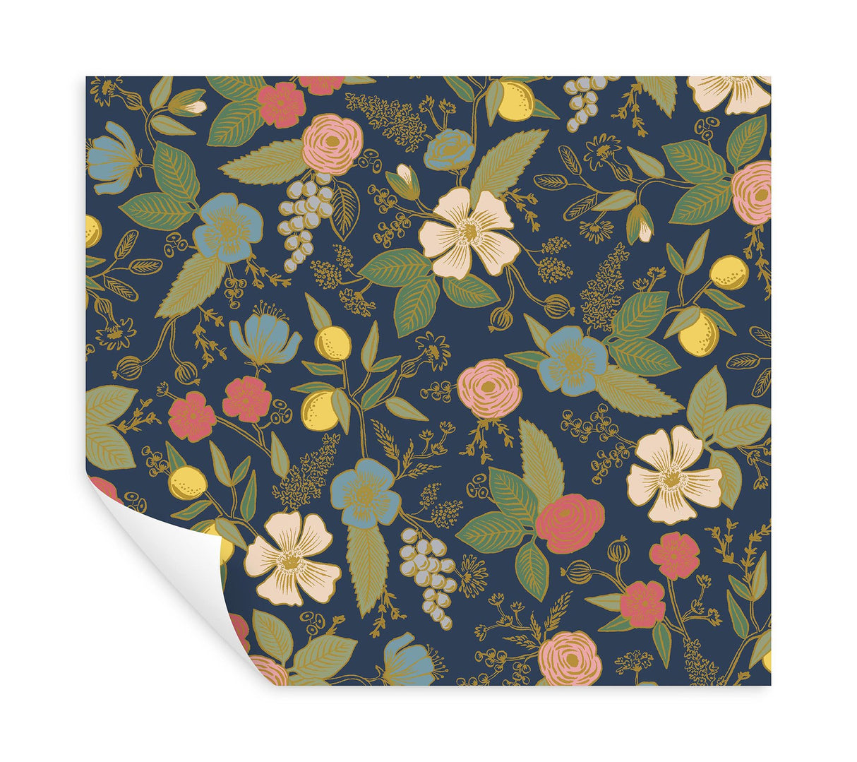 Colette Navy Peel & Stick Wallpaper with Whimsical Floral Pattern - York PSW1534RL