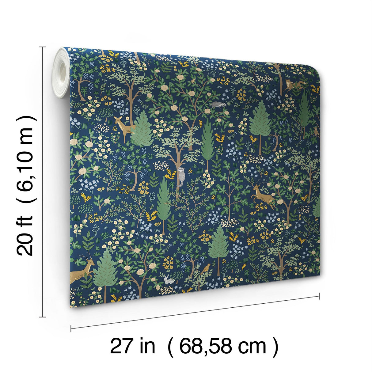 Woodland Navy Peel & Stick Wallpaper with Whimsical Animals & Insects Pattern - York PSW1547RL