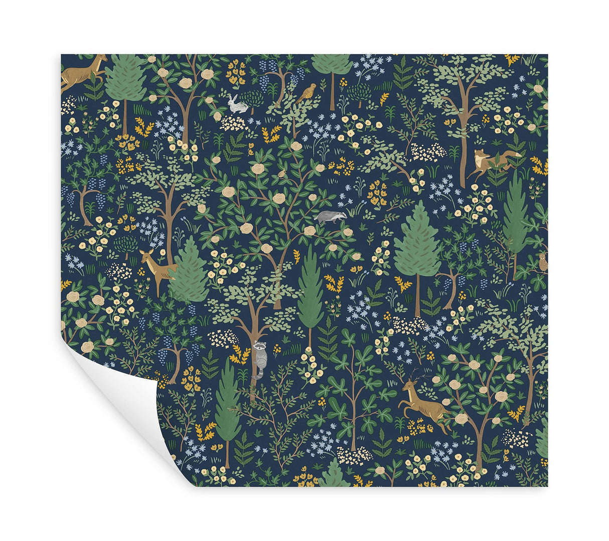 Woodland Navy Peel & Stick Wallpaper with Whimsical Animals & Insects Pattern - York PSW1547RL