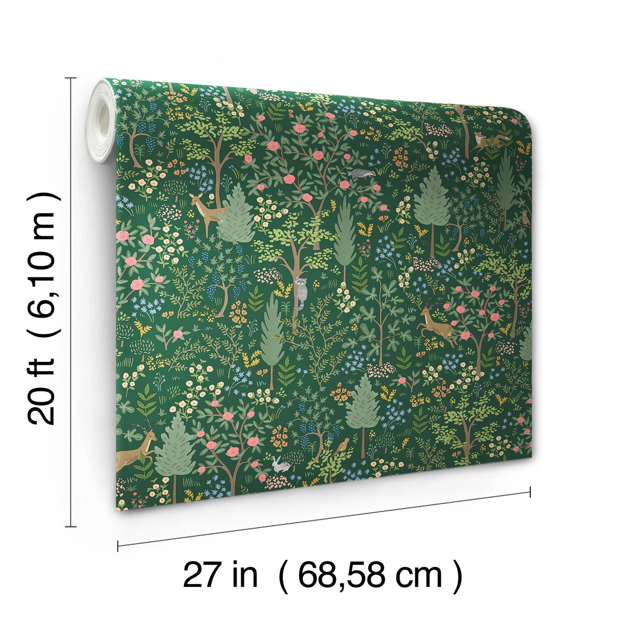 Woodland Emerald Peel & Stick Wallpaper with Whimsical Animals & Insects Pattern - York PSW1548RL