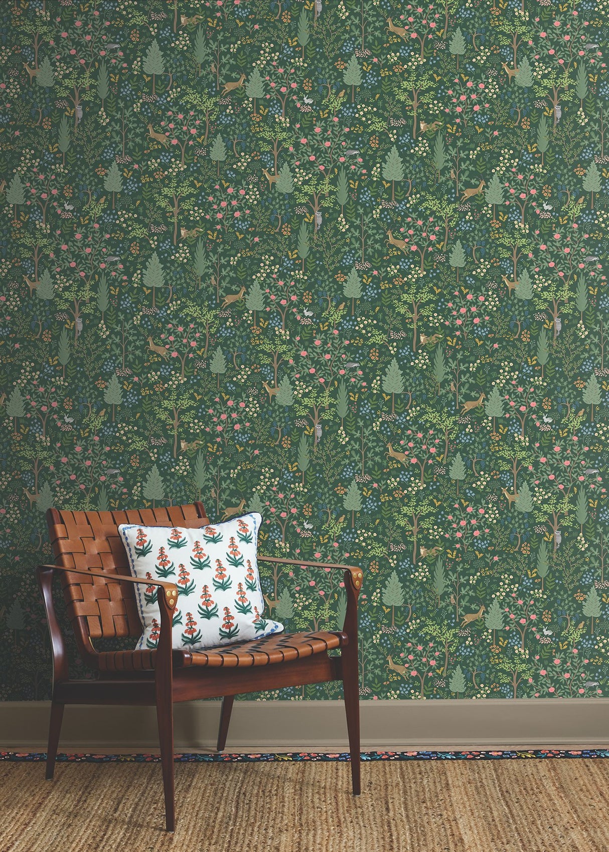 Woodland Emerald Peel & Stick Wallpaper with Whimsical Animals & Insects Pattern - York PSW1548RL