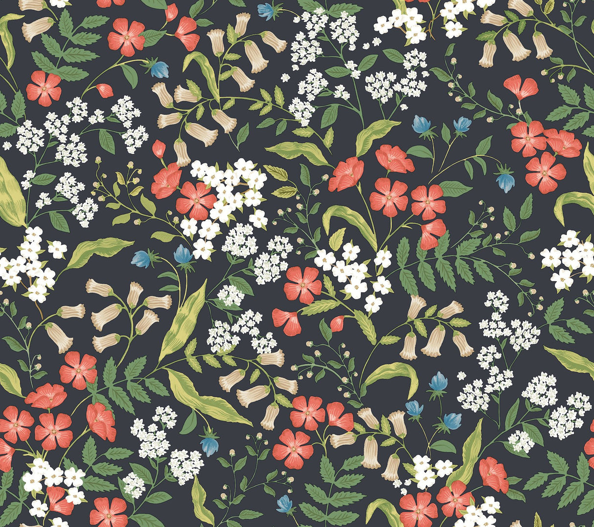 Sweetbrier Black Floral Peel & Stick Wallpaper, Whimsical Style - York PSW1549RL