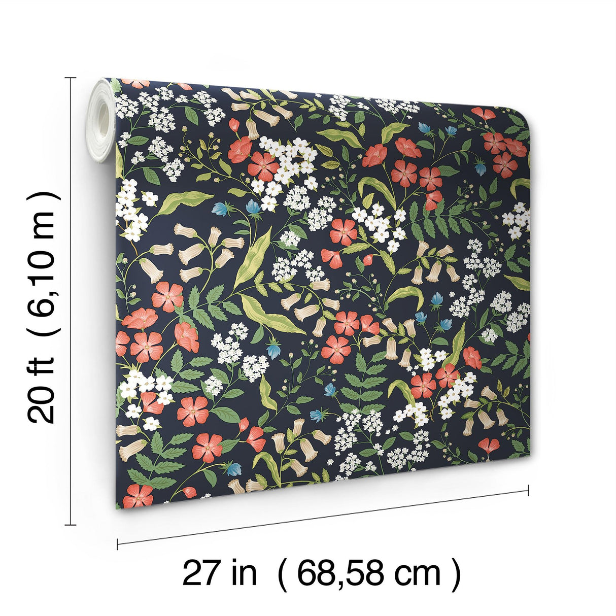 Sweetbrier Black Floral Peel & Stick Wallpaper, Whimsical Style - York PSW1549RL