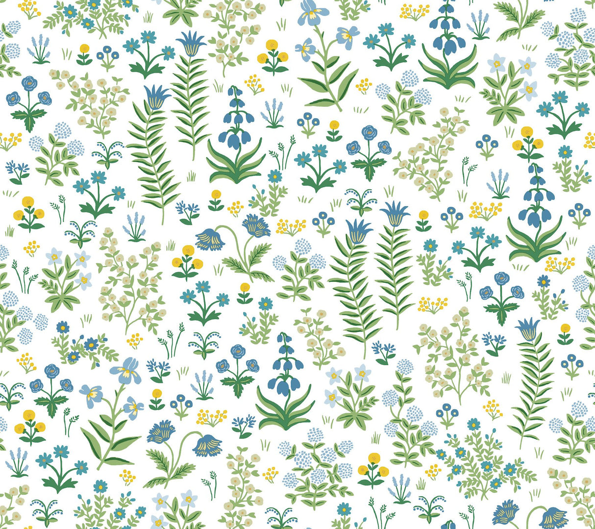 Menagerie Garden Blue Multicolor Peel & Stick Wallpaper with Whimsical Floral Pattern - York PSW1551RL