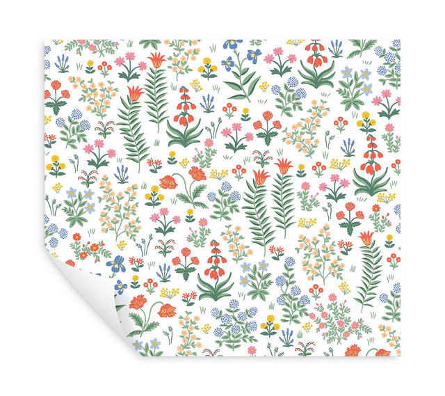 Menagerie Garden Rose Multicolor Peel & Stick Wallpaper with Whimsical Floral Pattern - York PSW1552RL