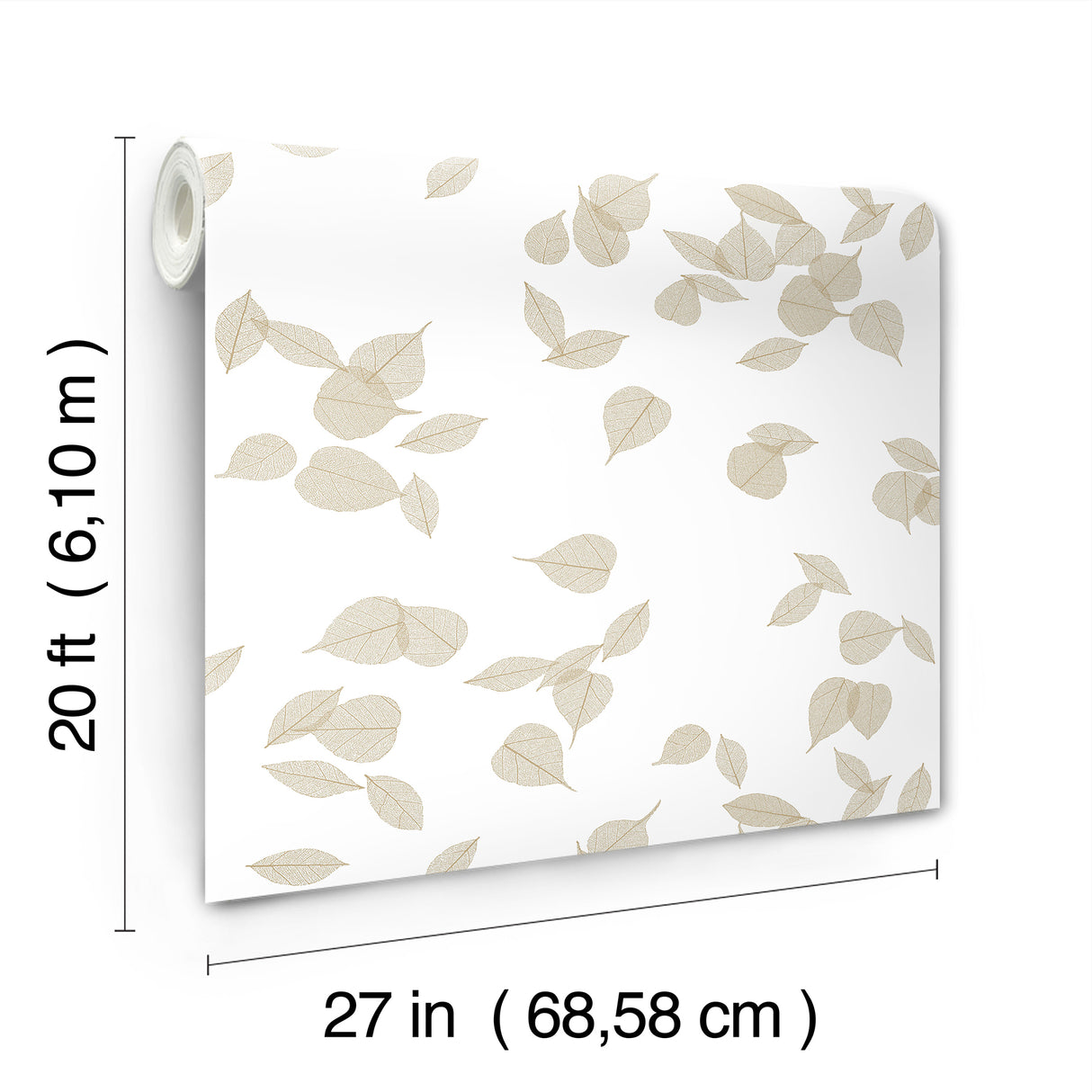 Inner Peace Champagne by York Wallcoverings Aviva Stanoff Metallic Botanical Ficus Leaf Peel and Stick Wallpaper - PSW1563RL