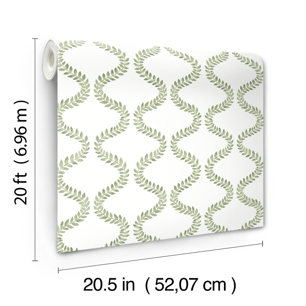 Florentine Green Vine Trellis Peel & Stick Wallpaper with Botanical Vine Ogee - York PSW1574RL