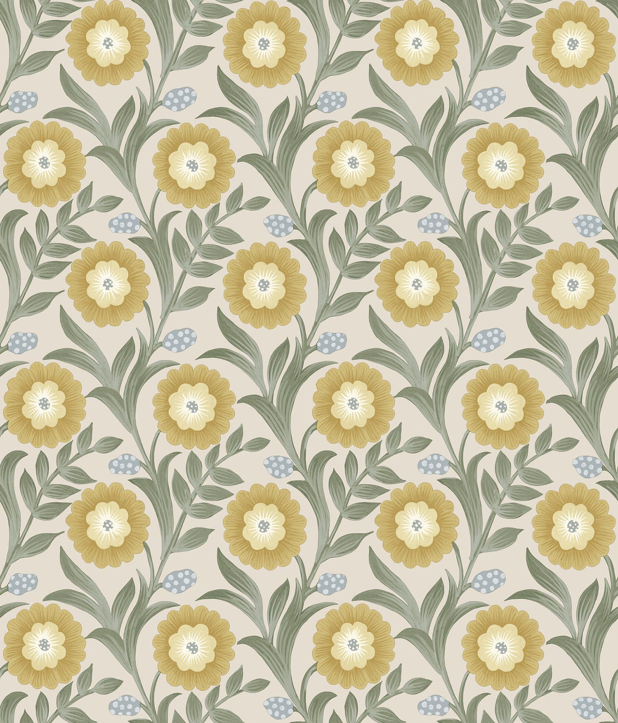 Lillian Sage Floral Vine Peel & Stick Wallpaper with Farmhouse Floral Pattern - York PSW1579RL
