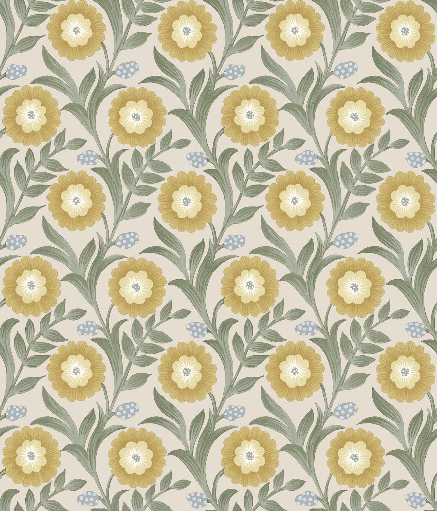 Lillian Sage Floral Vine Peel & Stick Wallpaper with Farmhouse Floral Pattern - York PSW1579RL