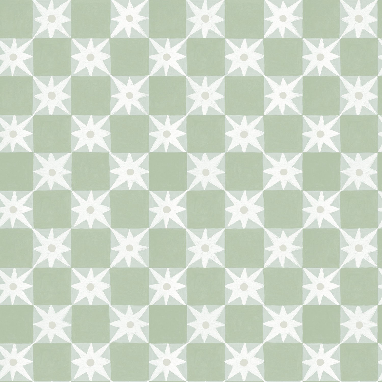 Stardust Green Checkerboard Peel & Stick Wallpaper with Bohemian Small Prints Pattern - York PSW1587RL