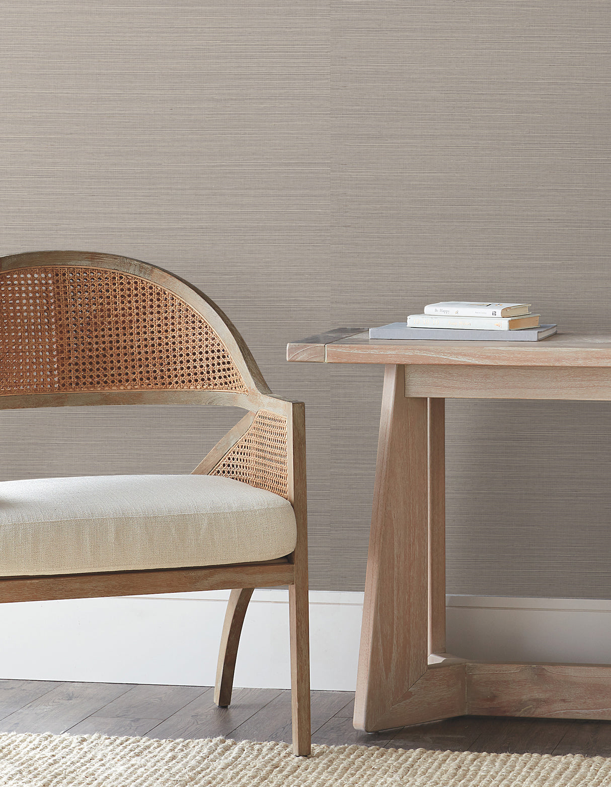 Natural Sisal Classic Grey Peel & Stick Grasscloth Wallpaper 36-in Wide by 18-ft Long, About 54 Sq Ft by York Wallcoverings - PSW1591RL