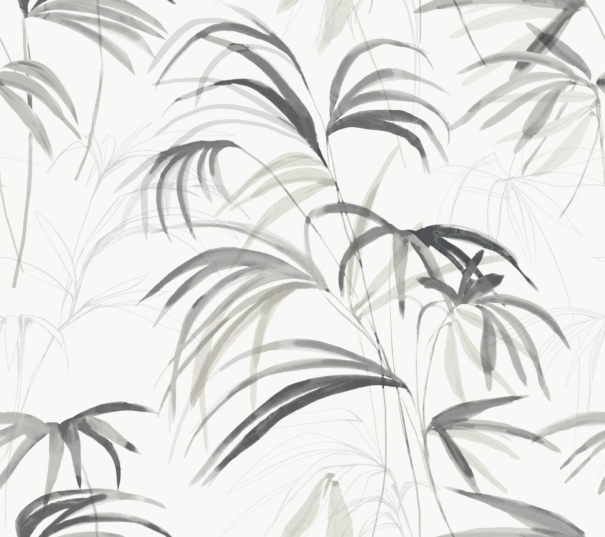 Inky Palms Black Peel & Stick Wallpaper by Candice Olson - PSW1611RL