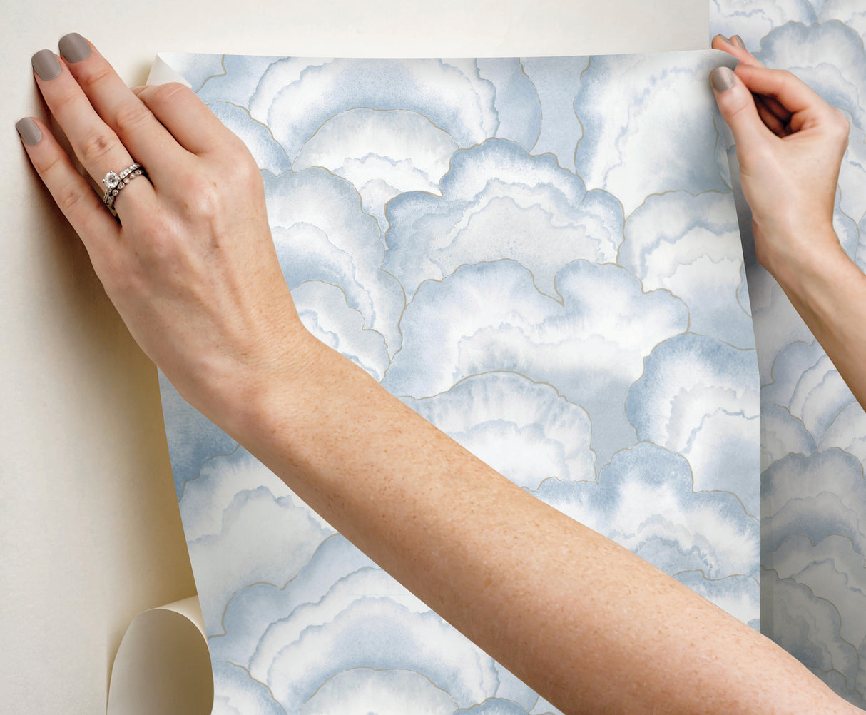 Abalone Fans Blue by Candice Olson Peel & Stick Wallpaper – York Designer Series PSW1616RL