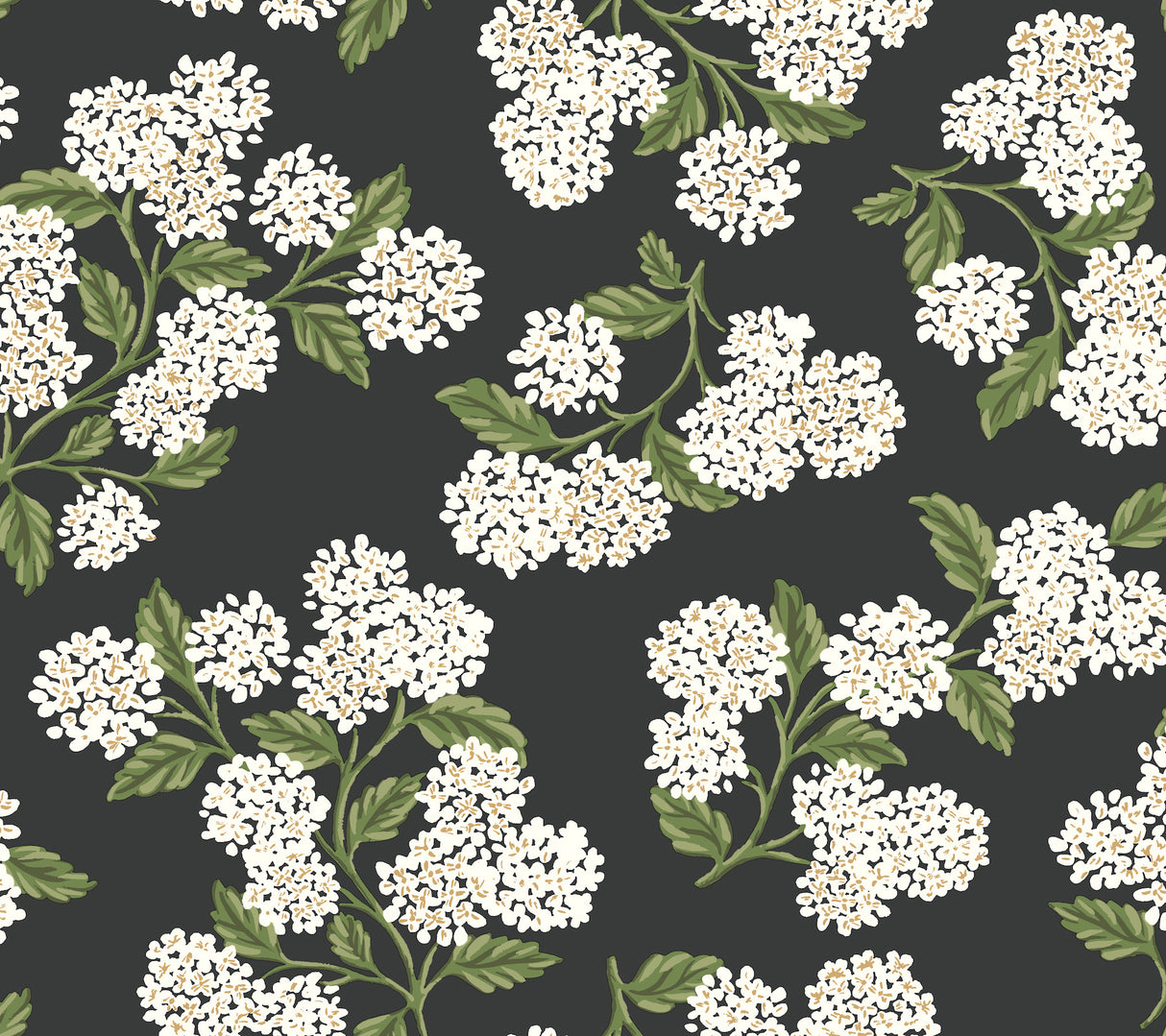 Hydrangea Black & White Peel & Stick Wallpaper by Rifle Paper Co., pattern PSW1618RL