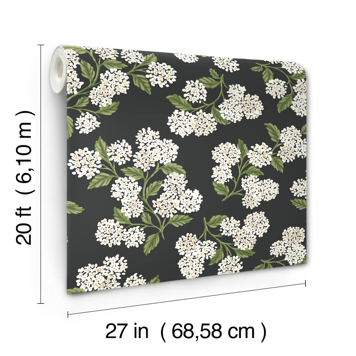 Hydrangea Black & White by Rifle Paper Co. Peel & Stick Wallpaper – York Wallcoverings PSW1618RL