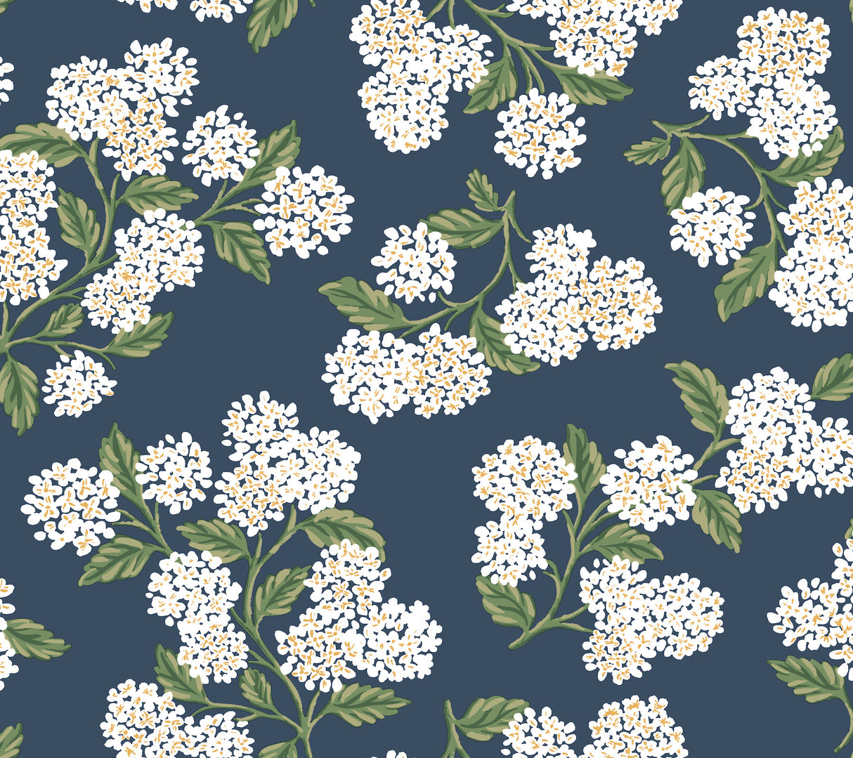 Rifle Paper Co. Hydrangea Navy & White Peel & Stick Wallpaper, PSW1619RL