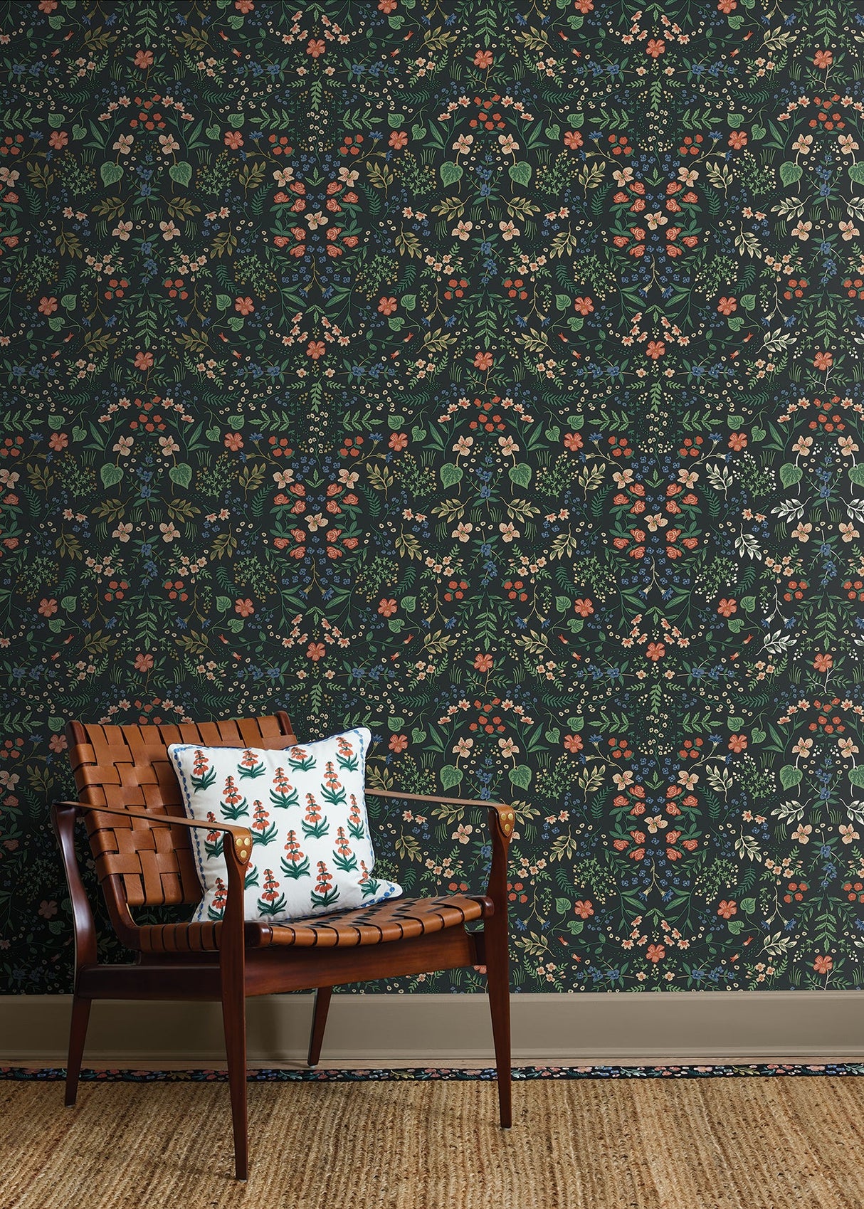 Wildwood Black by Rifle Paper Co. Peel & Stick Floral Wallpaper- York Wallcoverings PSW1623RL