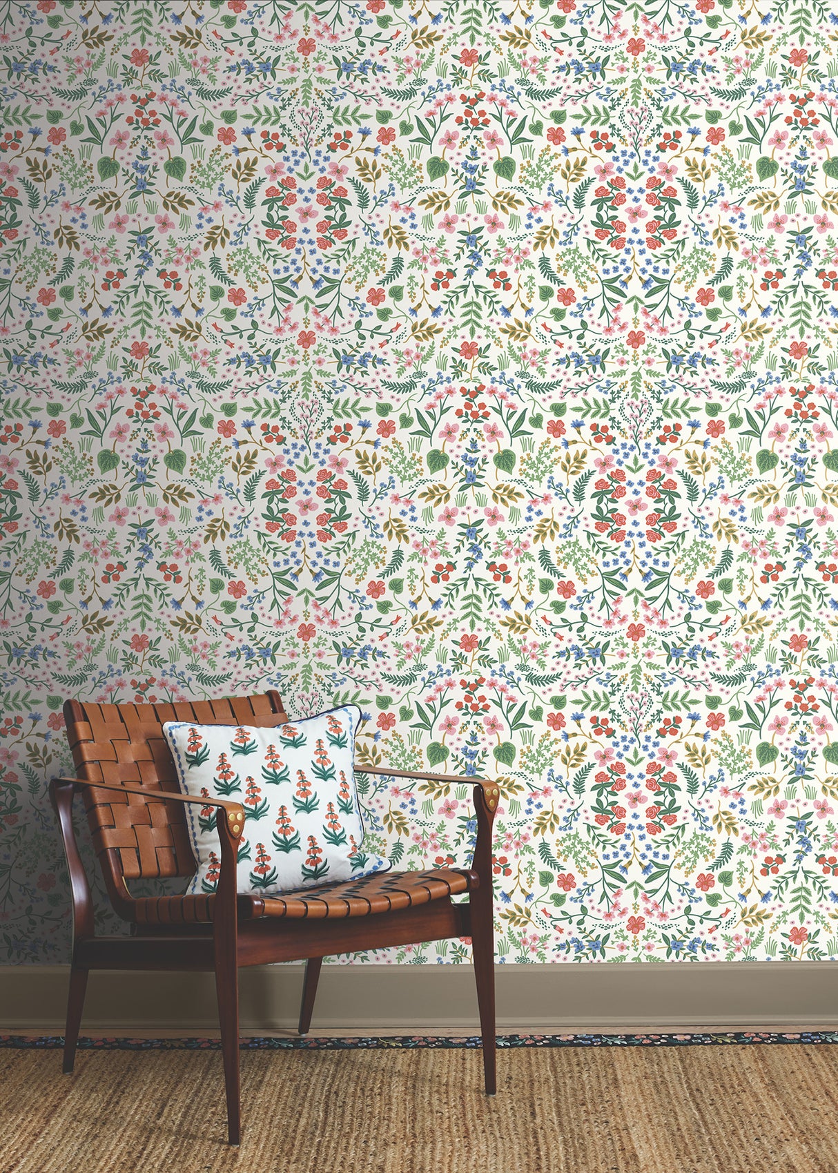 Wildwood Rose Peel and Stick Wallpaper in Rose Multicolor by Rifle Paper Co. Botanical Floral Non Woven Fully Removable Wallcovering - PSW1624RL