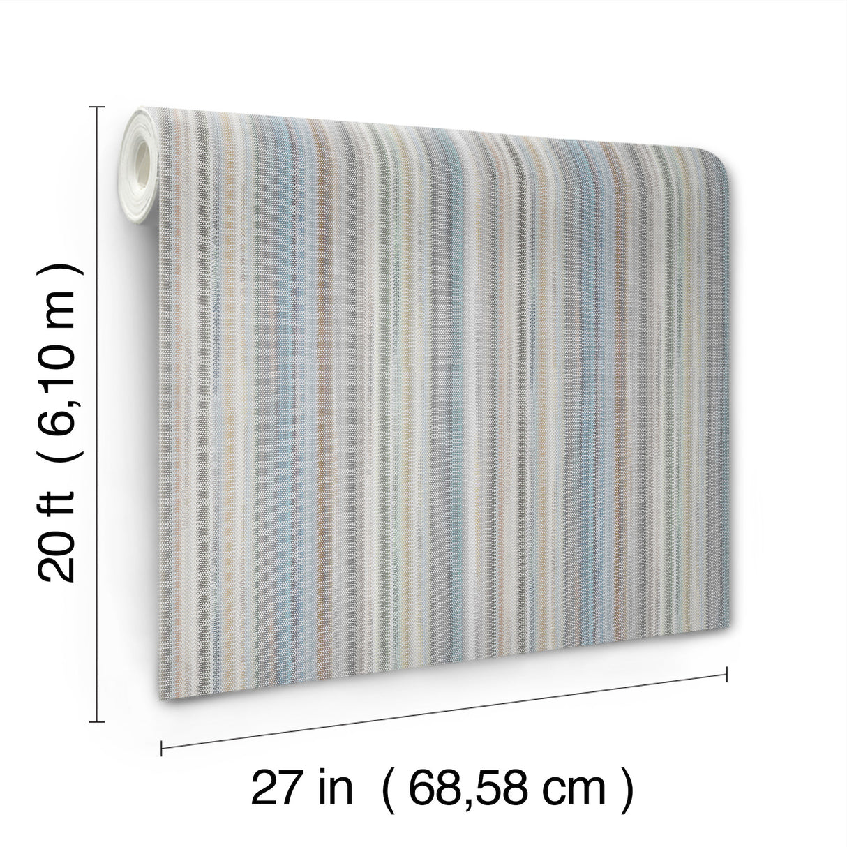 Striped Sunset Blue Grey Peel and Stick Wallpaper by York Wallcoverings Missoni Stripe - PSW1634RL