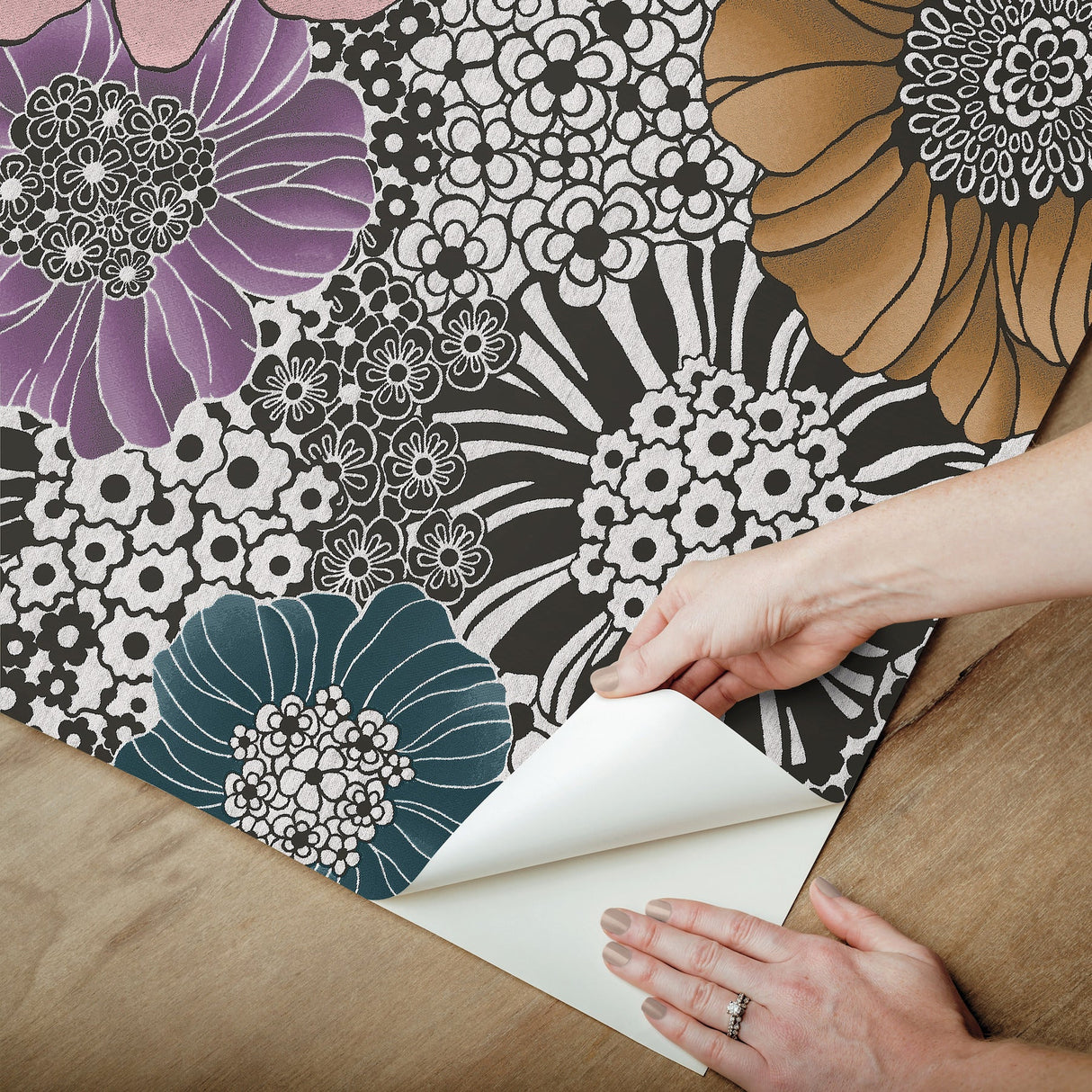 Anemones Black by York Wallcoverings Peel & Stick Wallpaper – York Wallcoverings PSW1638RL