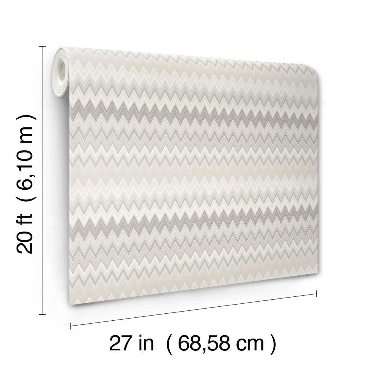 Zig Zag Beige by York Wallcoverings Missoni Peel and Stick Chevron Non Woven Wallpaper Roll 27 in x 20 ft Covers 45 Sq Ft - PSW1643RL
