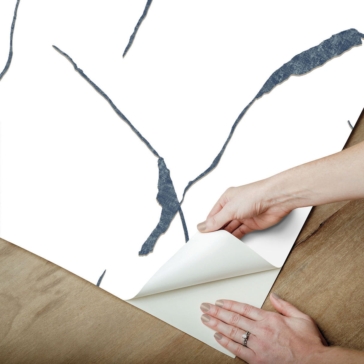 Ivory Coast Navy & Glint by Nikki Chu Premium Peel & Stick Wallpaper- York Wallcoverings PSW1653RL