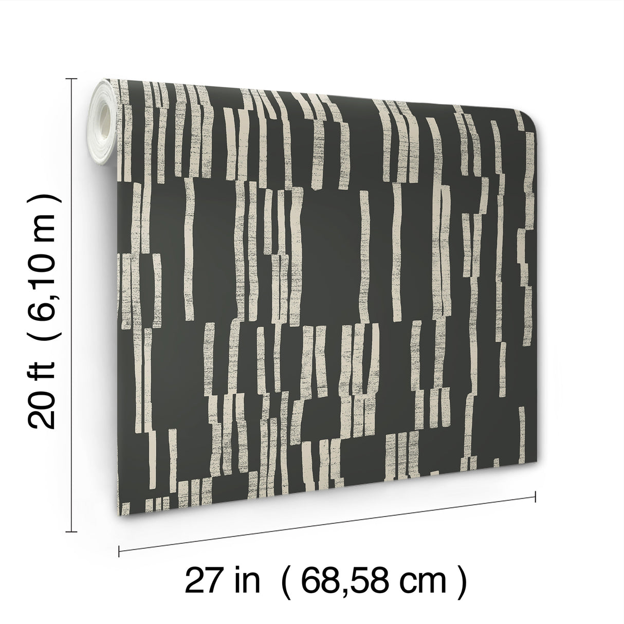 Koso Black & Taupe by Nikki Chu Premium Peel + Stick Wallpaper- York Wallcoverings PSW1663RL