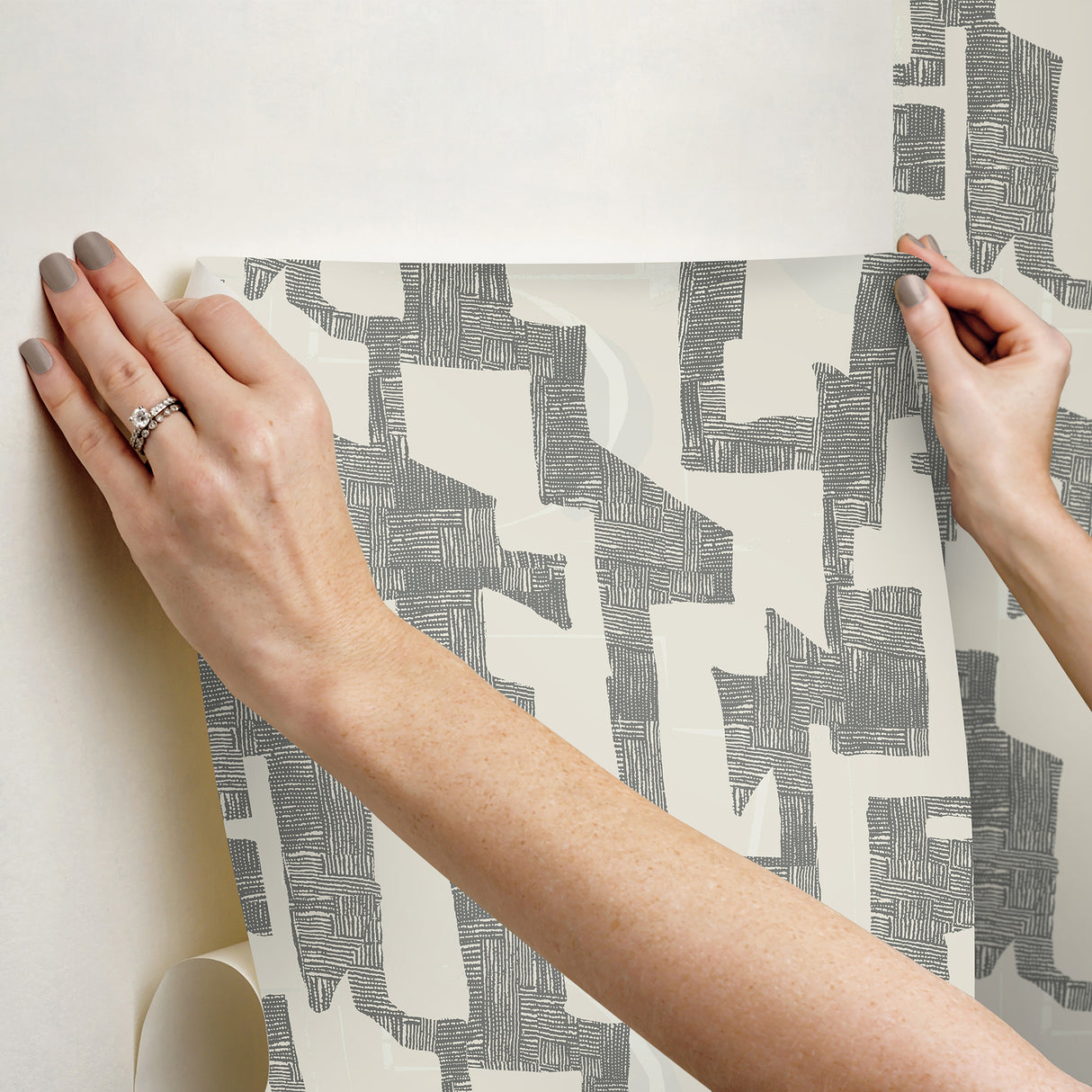 Tribe Black & Taupe by Nikki Chu Premium Peel + Stick Wallpaper- York Wallcoverings PSW1669RL