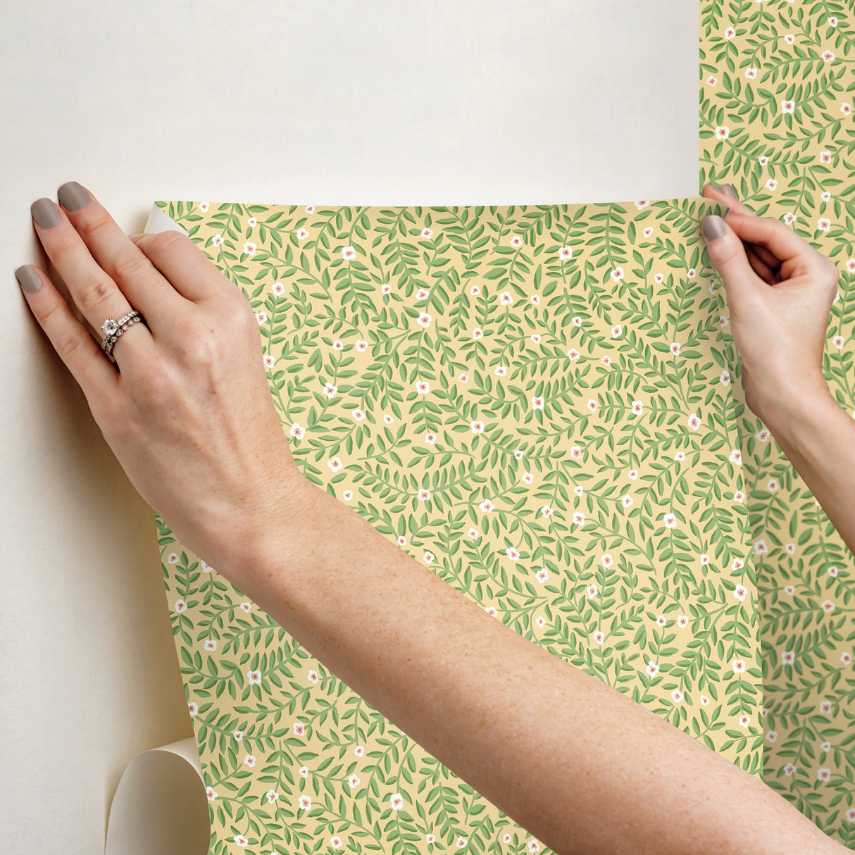 Elodie Gold by Rifle Paper Co. Petite Floral Premium Peel & Stick Wallpaper – York Wallcoverings PSW1671RL