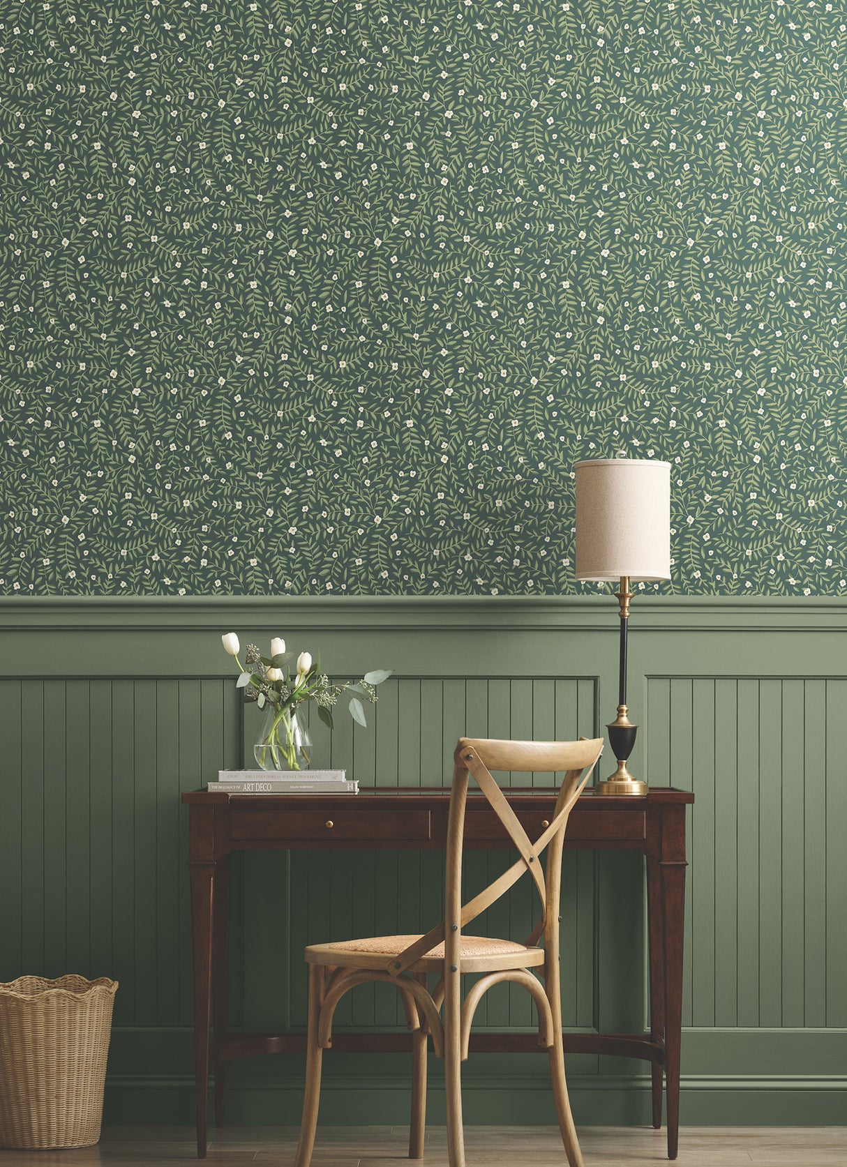 Elodie Evergreen by Rifle Paper Co. Petite Floral Premium Peel + Stick Wallpaper – York Wallcoverings PSW1674RL