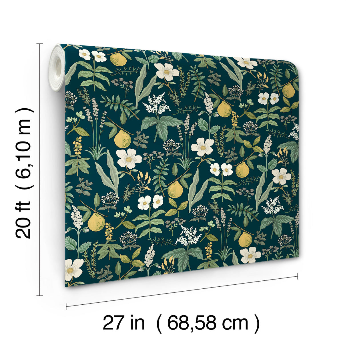 Herb Garden Navy by Rifle Paper Co. Botanical Premium Peel & Stick Wallpaper – York Wallcoverings PSW1677RL