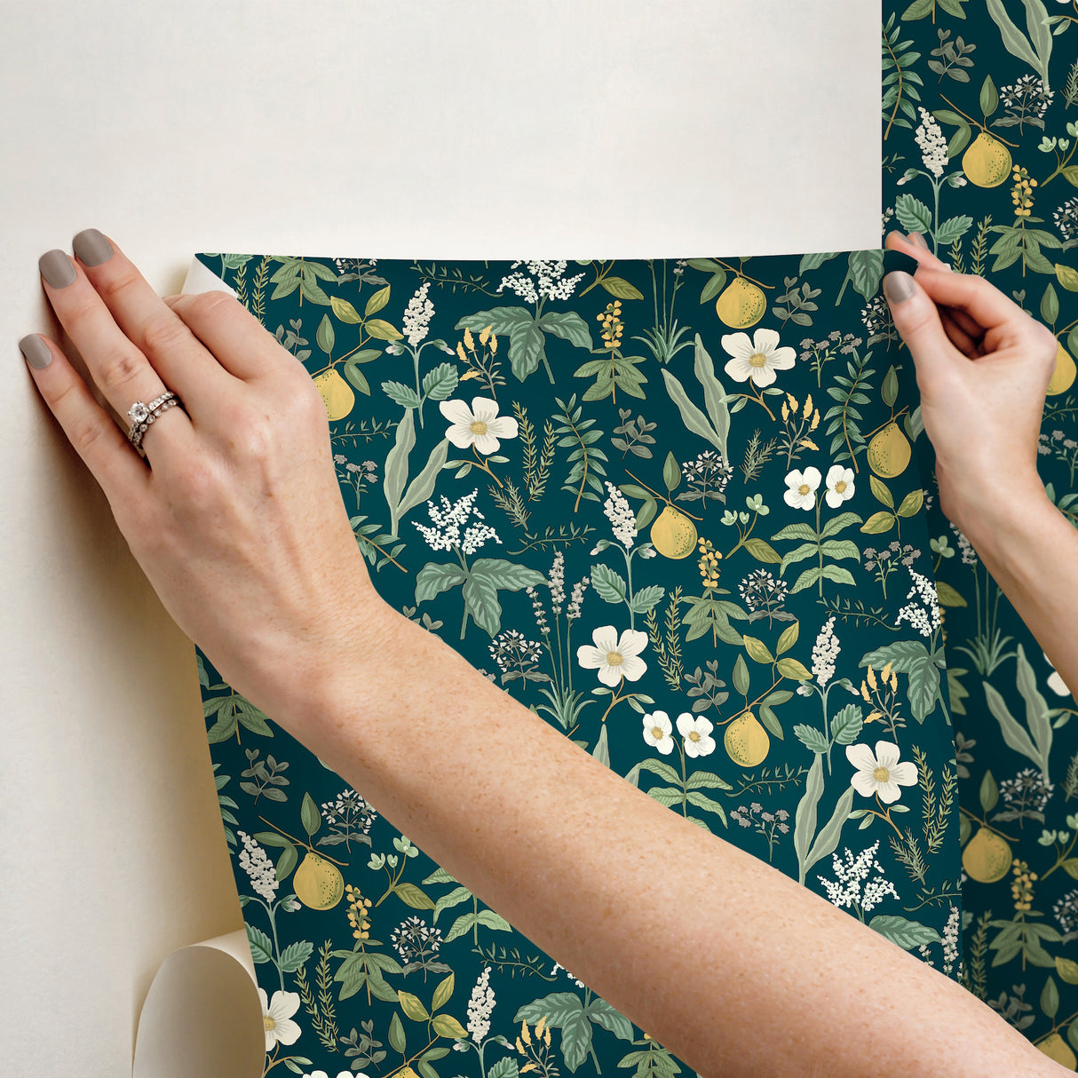 Herb Garden Navy by Rifle Paper Co. Botanical Premium Peel & Stick Wallpaper – York Wallcoverings PSW1677RL
