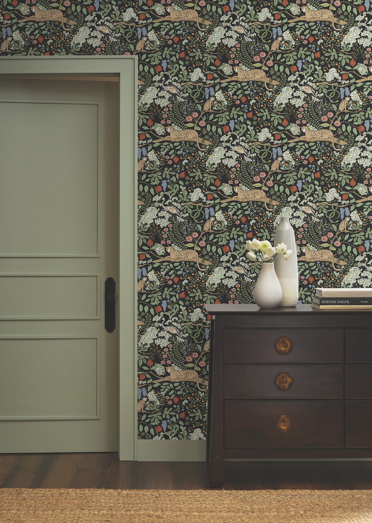Safari Black by Rifle Paper Co. Jungle Toile Premium Peel + Stick Wallpaper – York Wallcoverings PSW1680RL