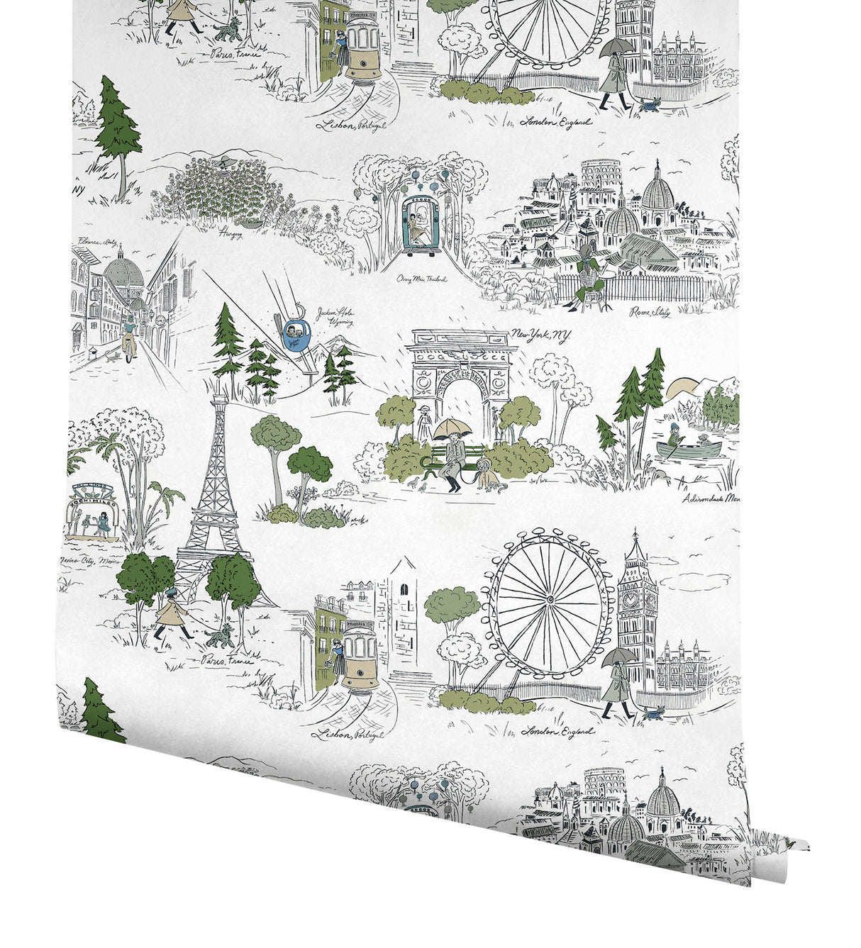 Travel Sketches Blue by Rifle Paper Co. Premium Peel + Stick Wallpaper – York Wallcoverings PSW1682RL