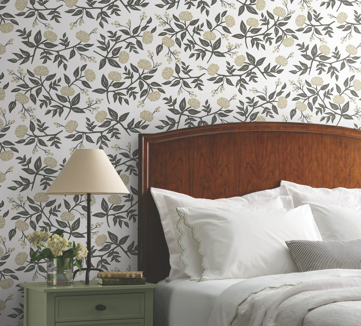 Peonies Gold by Rifle Paper Co. Floral Premium Peel & Stick Wallpaper – York Wallcoverings PSW1686RL