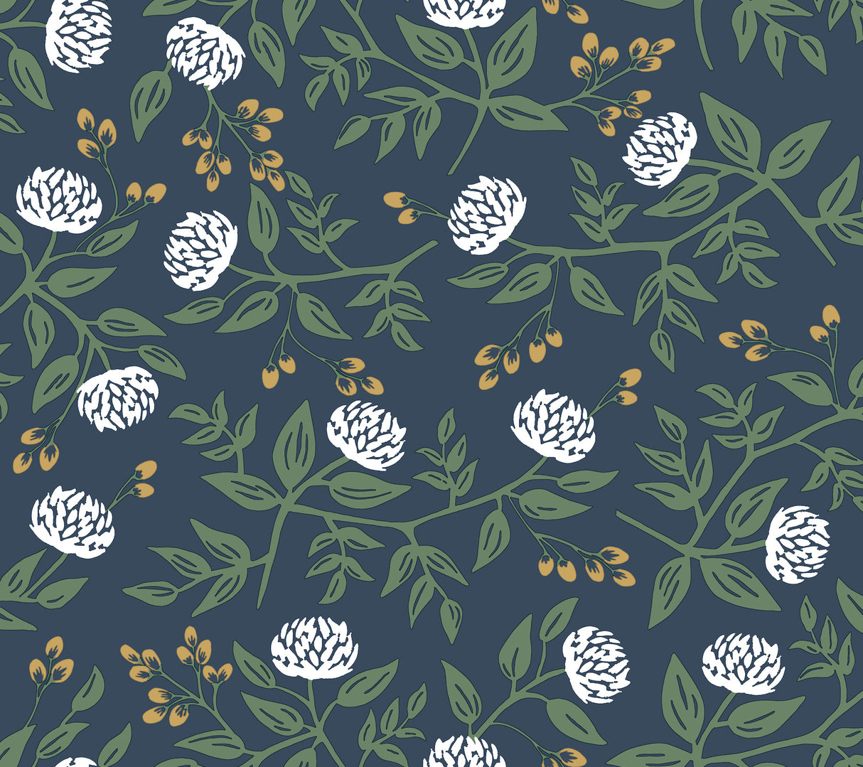 Peonies Navy Floral Premium Peel & Stick Wallpaper by Rifle Paper Co., PSW1687RL