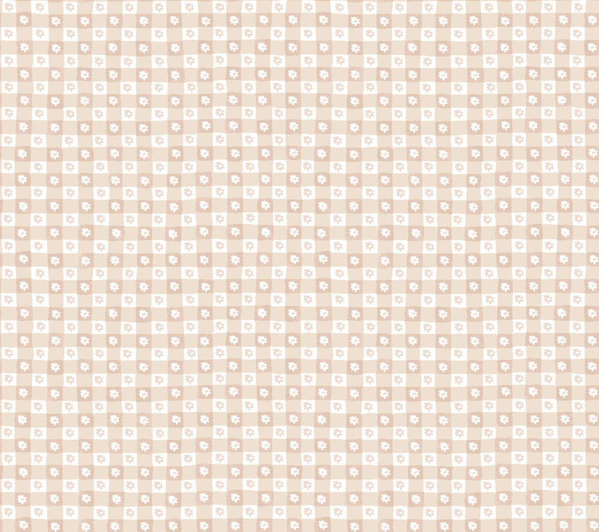 Daisy Gingham blush floral check peel & stick wallpaper roll, 27 in x 20 ft – Rifle Paper Co. for York (PSW1690RL)