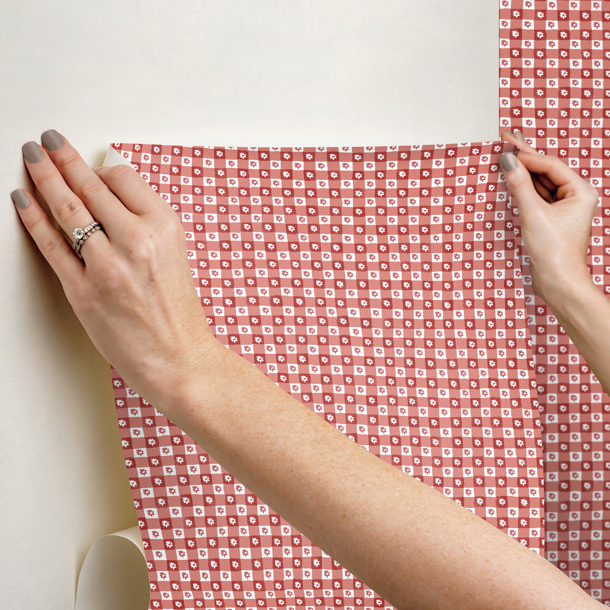 Daisy Gingham Red by Rifle Paper Co. Premium Peel + Stick Wallpaper – York Wallcoverings PSW1691RL